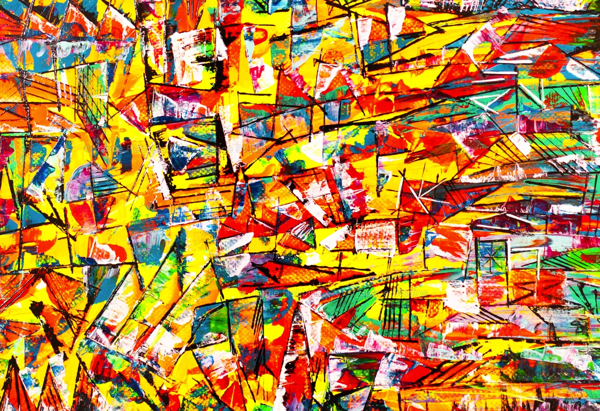 SKYSCRAPING CITY, abstract painting by Jamie Robbins