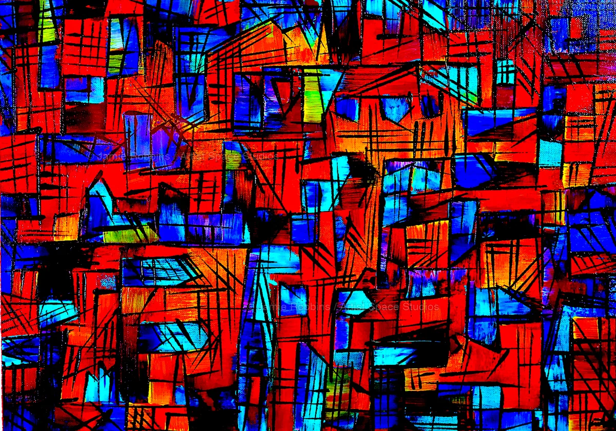 STAINGLASS CITY, abstract painting by Jamie Robbins